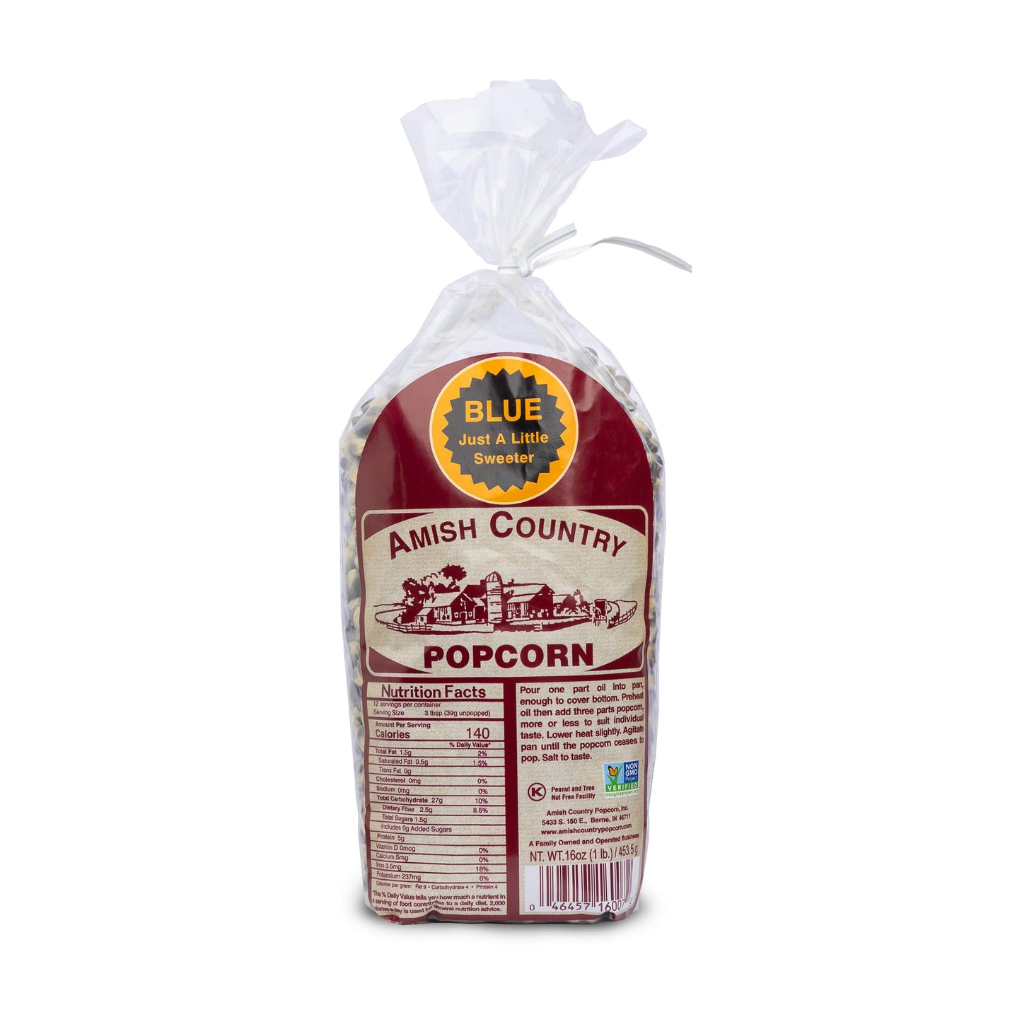 Amish Country Popcorn | 1 lbs Bag | Blue Popcorn Kernels | Old Fashioned, Non-GMO and Gluten Free (Blue - 1 lbs Bag)