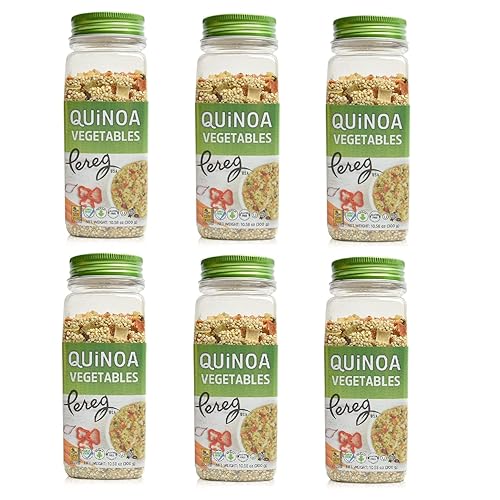 Pereg Quinoa with Dehydrated Vegetables & Herbs, (10.58 Oz x 6 Pack) Quinoa Grains - Gluten-Free, Non-GMO & Vegan Rice & Pasta Alternative Complete Protein Source & Superfood Pre-Washed & Seasoned