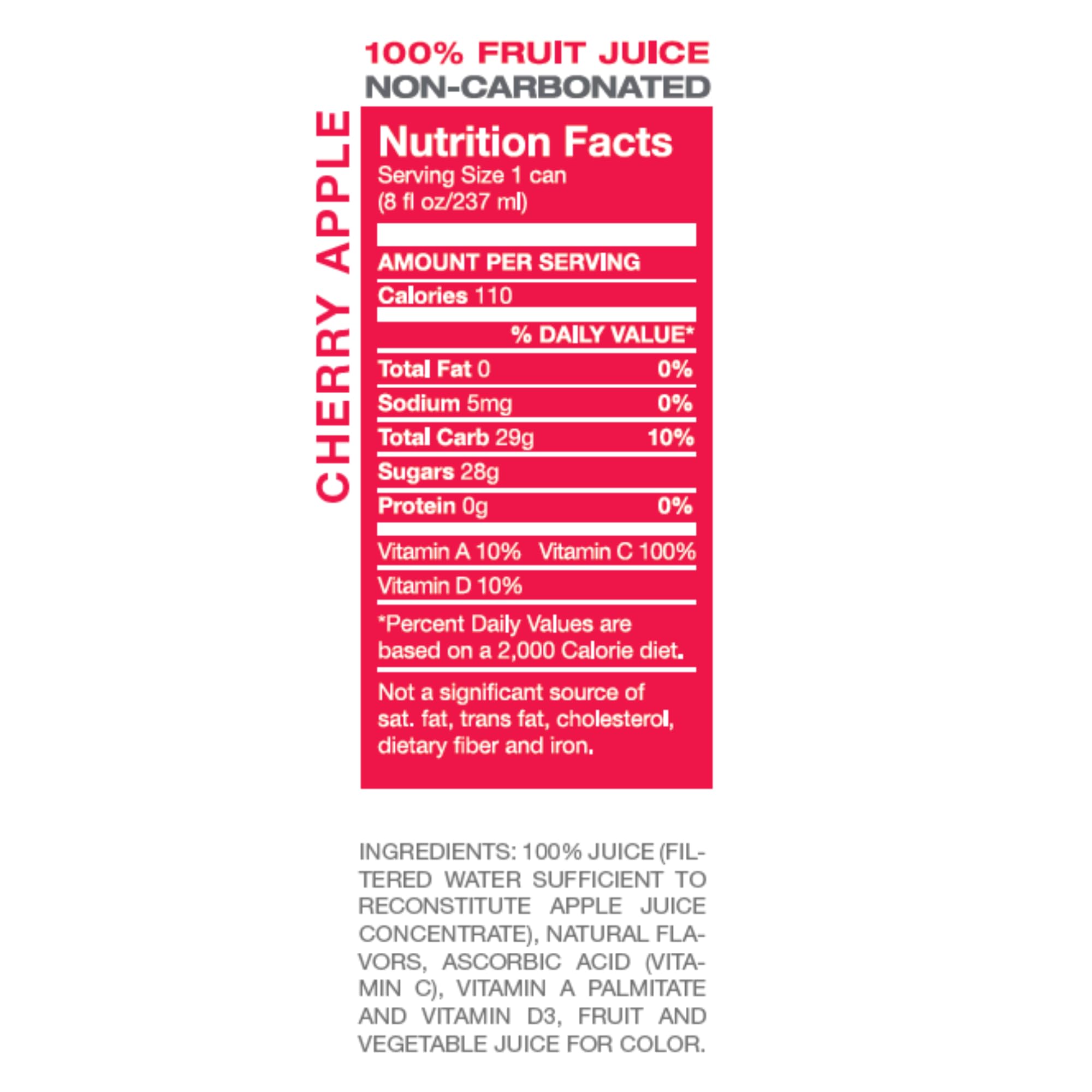 Envy Non-Carbonated 100% Fruit Juice, Cherry Apple 8 oz (Case of 24)