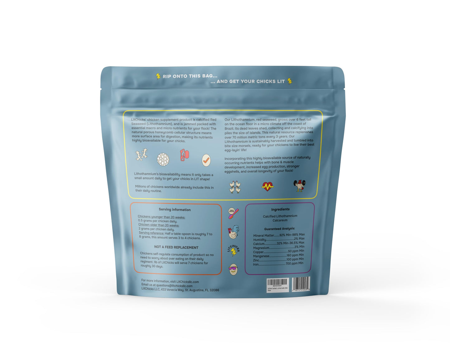 LitChicks’ Calcified Seaweed for Laying Chickens - Crushed Oyster Shell Alternative - Highly Digestible - Single Ingredient - Helps with Egg Laying