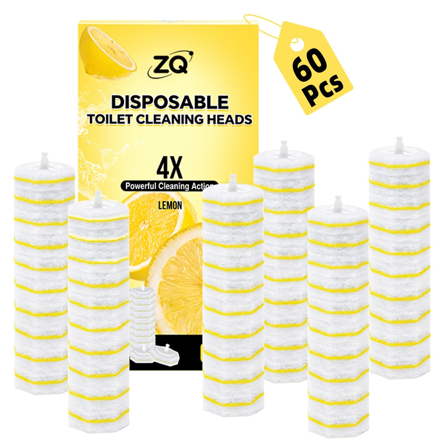 60 Count Toilet Bowl Wand Refills for Clorox, Disposable Toilet Cleaner Refill Pads for Clorox Wand Cleaning System, Upgrade Toilet Brush for Bathroom
