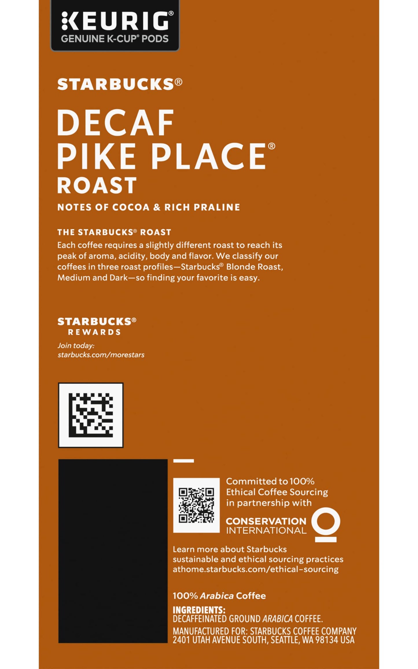 Starbucks Pike Place Decaf Coffee, Keurig (100684)