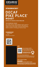Starbucks Pike Place Decaf Coffee, Keurig (100684)