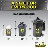 Brute Super Tuff Heavy Duty 2.2 MIL Contractor Bags, Extra Large Trash Bags, Twist Tie Closure, Black, 55 Gallon, 15 Count