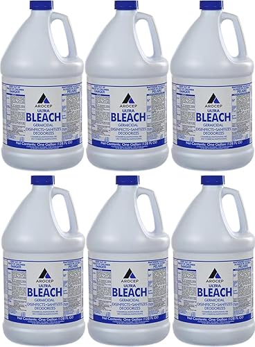 6 Pack 1 Gallon Bottles Liquid Ultra Germicidal Cleaning Bleach Chlorine Ready To Use