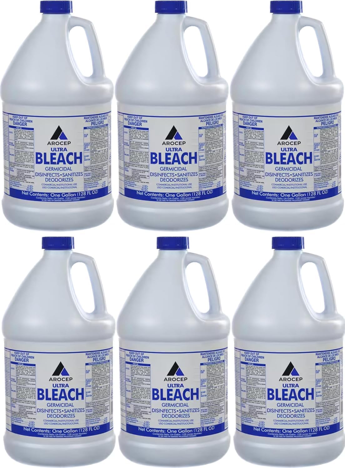 6 Pack 1 Gallon Bottles Liquid Ultra Germicidal Cleaning Bleach Chlorine Ready To Use