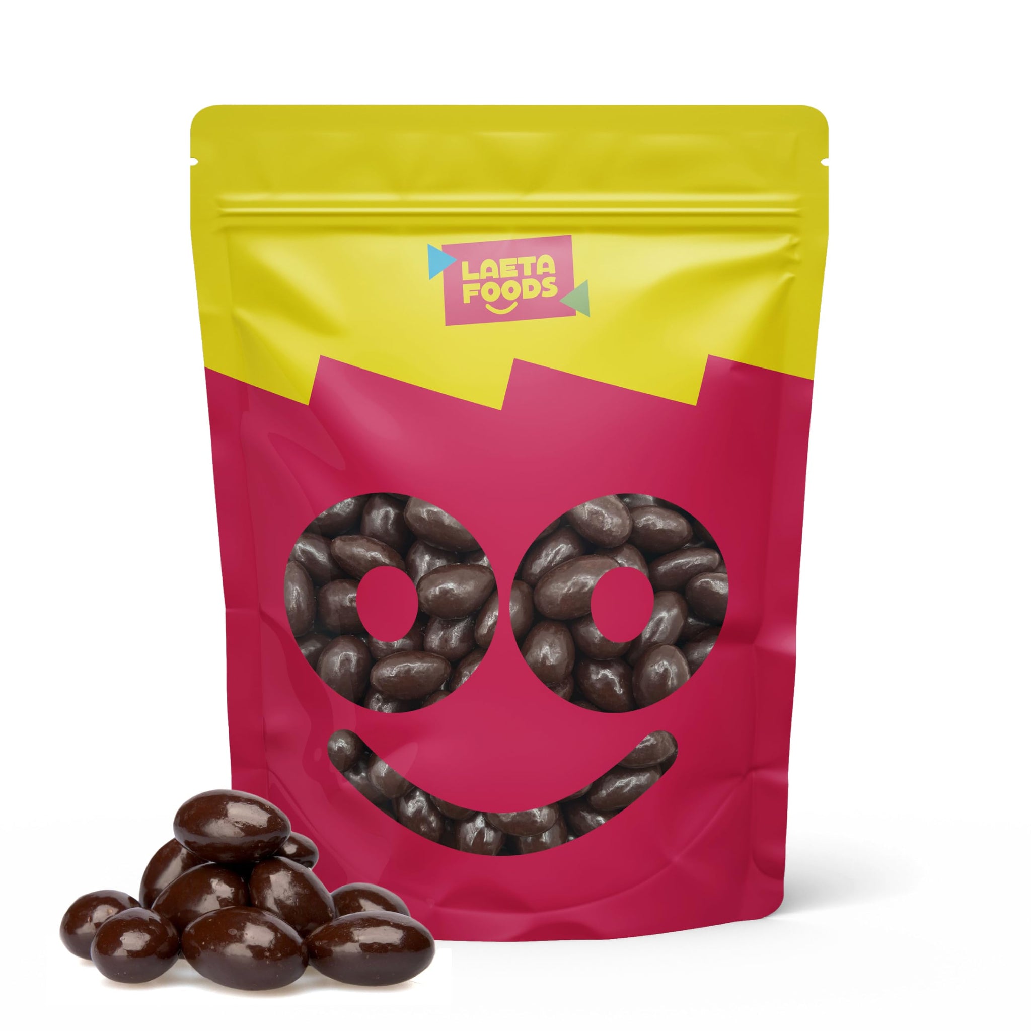 Dark Chocolate Covered Almonds | 2 Lb Bulk Bag | Roasted Chocolate Covered Nuts | Crunchy Office Candy Snack | Gourmet Party Favor & Gift Basket