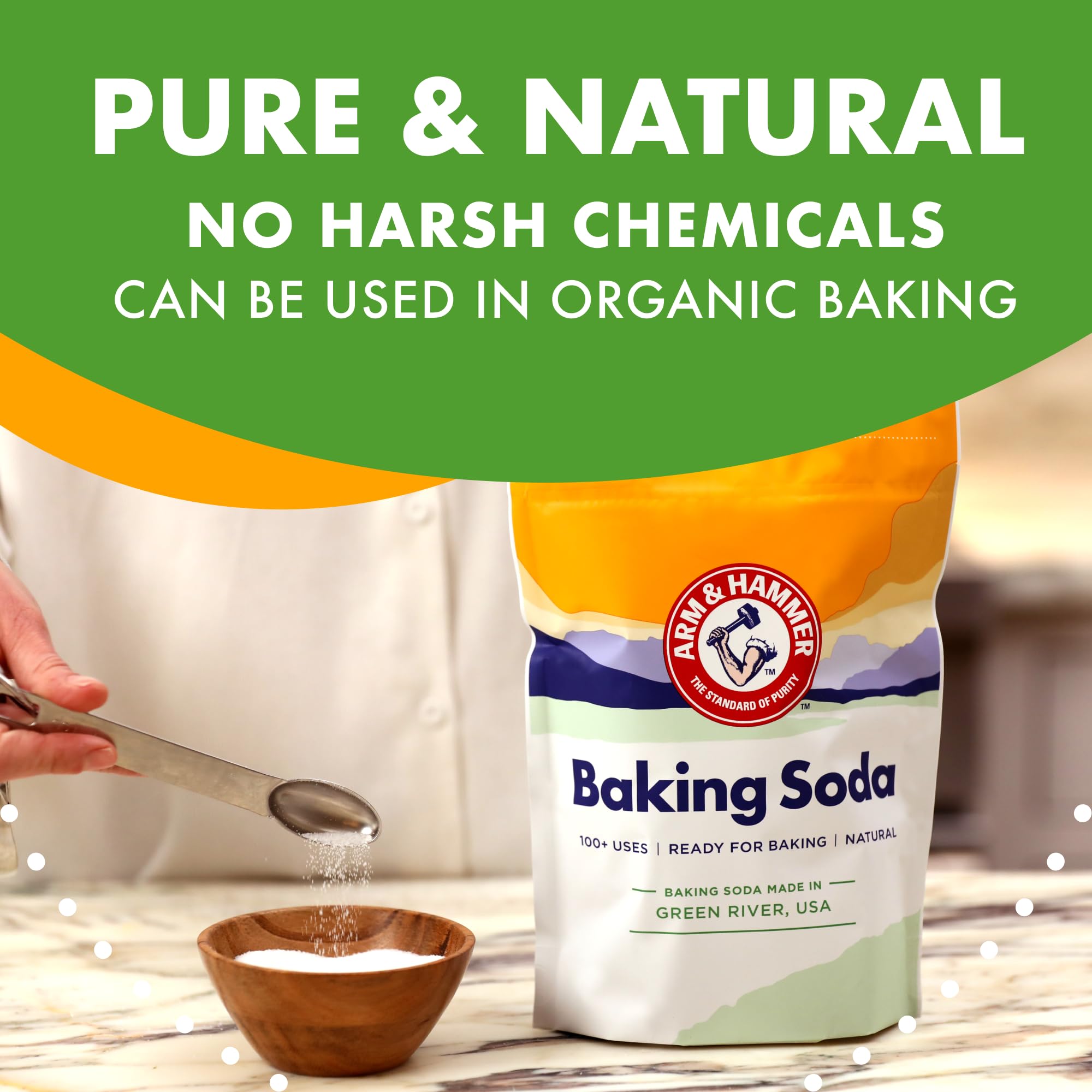 ARM & HAMMER Baking Soda, Multi-Purpose 100% Pure Sodium Bicarbonate Powder for Cooking, Baking, Cleaning, Laundry, Deodorizing, DIY & More, 7 Lbs
