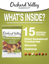 Orchard Valley Harvest Cranberry Almond Cashew Trail Mix, 1 Ounce (Pack of 15), Cranberries, Almonds, Cashews, Trail Mix Individual Packs, Snacks