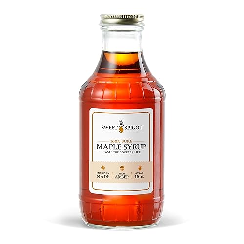 The Sweet Spigot 100% Pure Maple Syrup, Amber Rich Taste, Grade A | Made in the Upper Peninsula of Michigan from our Tree Taps to your Table (16 fl