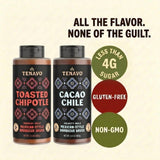 Tenayo Toasted Chipotle & Cacao Chile Barbecue Sauce 2-Pack (13.5 oz Bottles) - Mexican Style Sauce Duo with Chipotle, Chocolate, Chiles & Spices
