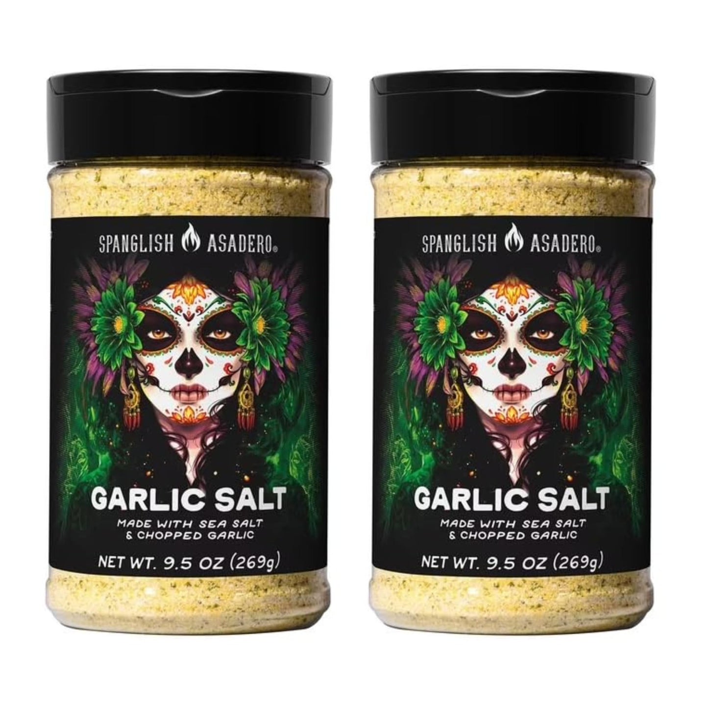 Spanglsh Asadero Garlic Salt Seasoning (Pack of 2), Bold Garlic & Sea Salt All Purpose Seasoning Blend with Parsley, Premium Garlic Seasoning