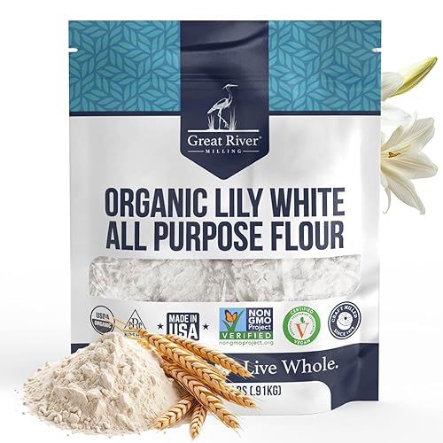 Great River Milling Lily White Organic All-Purpose Flour | Unbleached & Unbromated | Non-GMO, Kosher | Ideal for Bread, Cookies, Cakes, Pizza Dough
