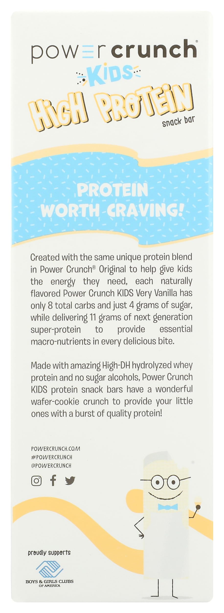 Power Crunch Kids High Protein Snack Bar, Very Vanilla, 5 Count, 5.65 Ounce (Pack of 6)
