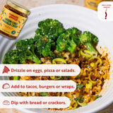 Masala Gossip Green Chili Crisp - Crunchy Chili Oil with Green Chillies, Garlic, Sichuan Flakes & Indian Spices - Spicy Savory Hot Sauce - Drizzle on