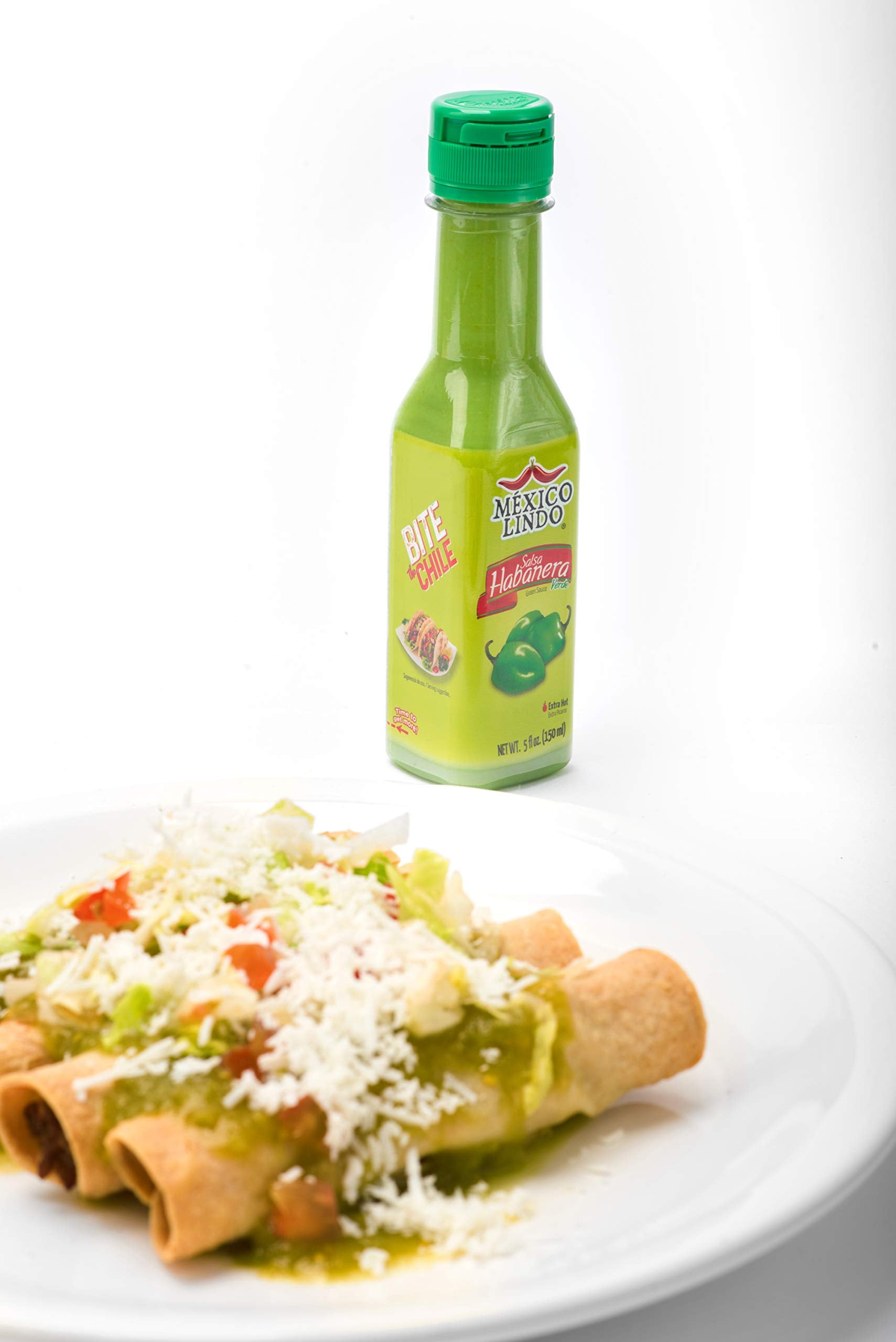Mexico Lindo Green Habanero Hot Sauce | Real Green Habanero Chili Pepper | 75,900 Scoville Level | Enjoy with Mexican Food, Seafood & Pasta | 4.5 Fl