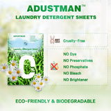 ADUSTMAN Laundry Detergent Sheets (Strips) 124 Loads 2 Pack Fresh Breeze Liquid-Less Technology