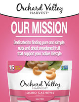 Orchard Valley Harvest Jumbo Cashews, 1 oz Bags (Pack of 15), Whole Roasted Salted Cashews, Gluten Free, No Artificial Colors or Flavors, Non-GMO*