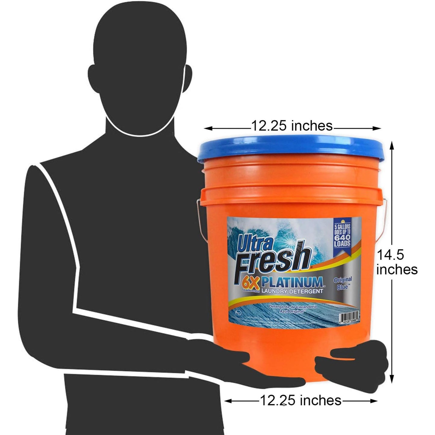 Ultra Fresh 6X Platinum Laundry Detergent, 5 Gallon, Bundled with Spring Fresh Fabric Softener and Pump, Up to 640 Loads, Orange/Blue