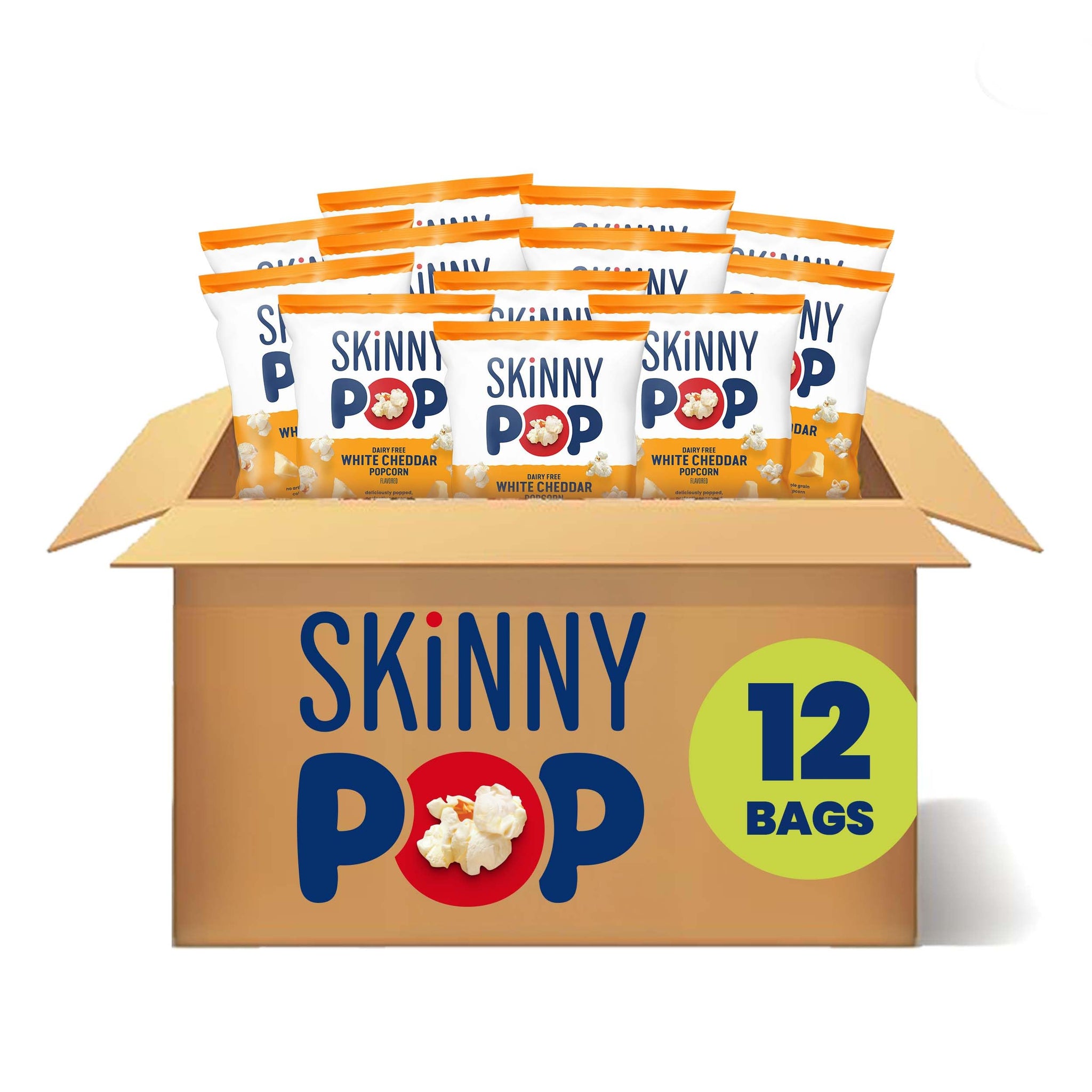 SkinnyPop Popcorn, White Cheddar, Whole Grain, Dairy-Free Snack, 1oz Bags (12ct)