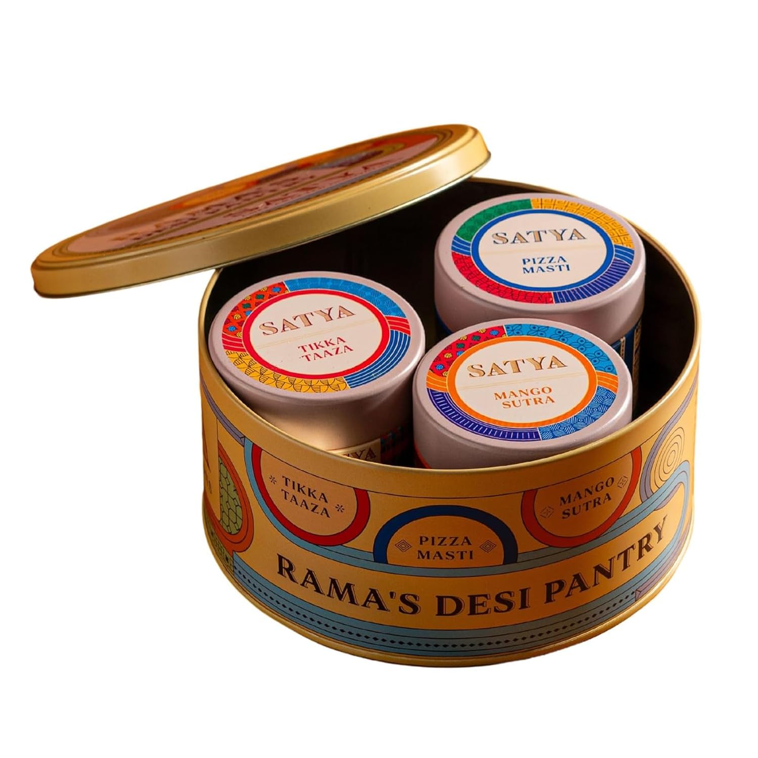 Satya Blends Indian Spice Gift Set Pack of 3 - Tikka Taaza, Pizza Masti & Mango Sutra Seasoning Trio, Vegan, Gluten Free, Low Sodium, No Added Dyes
