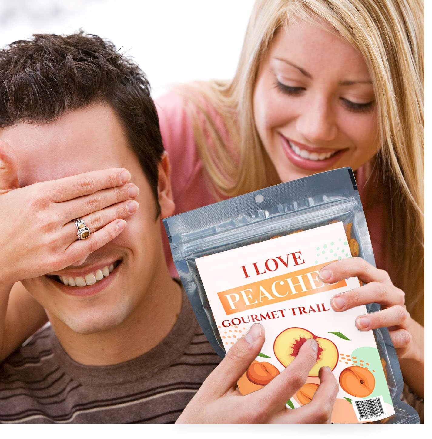 I Love Peaches Gourmet Trail Mix - Naughty Gifts for Dirty Boys and Girls - Funny Peach Gifts for Peach Lovers - Crunchy Spicy Food Gift White