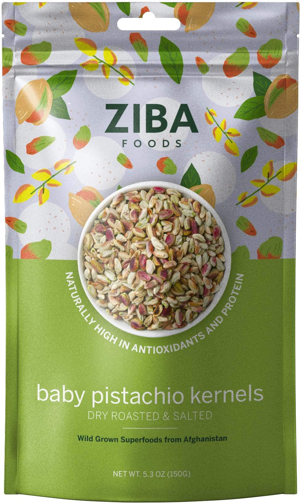 Ziba Foods Wild-Grown Baby Pistachio Kernels | Non-GMO, Vegan, Gluten Free Snack, Nuts | Wild Grown, Dry Roasted & Salted | Healthy, Delicious Snack