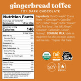 Theo Chocolate Holiday Gingerbread Toffee Organic Dark Chocolate Bar, 70% Cacao, 6 Pack | Fair Trade