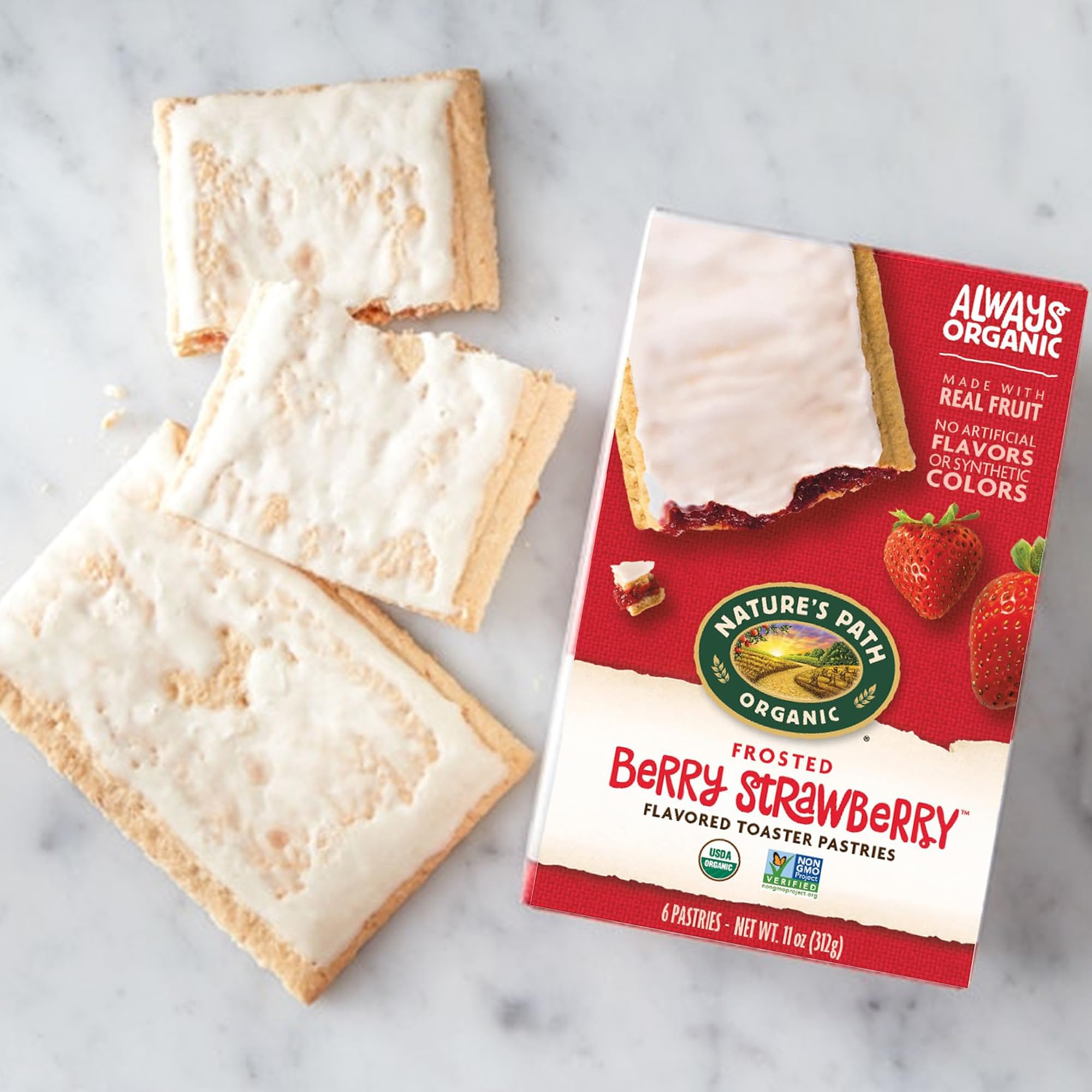 Nature's Path Organic Frosted Berry Strawberry Toaster Pastries, 11 oz (Pack of 1), Non-GMO