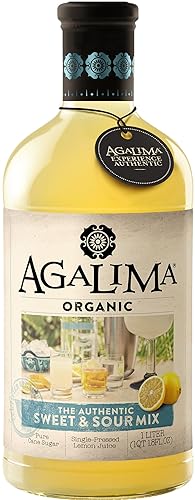 Agalima Organic Authenic Sweet & Sour Drink Mix, All Natural, 1 Liter (33.8 Fl Oz) Glass Bottle, Individually Boxed
