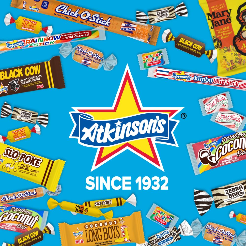 ATKINSON’S - Long Boys Coconut - Creamy Caramels Infused with Real Coconut Flakes - Gluten Free, Kosher - 2 lbs