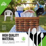 Supreme Select Disposable White Forks [400-Pack] Medium-Weight Disposable Plastic Cutlery - Durable and Reusable Bulk Utensils for Parties, Picnics