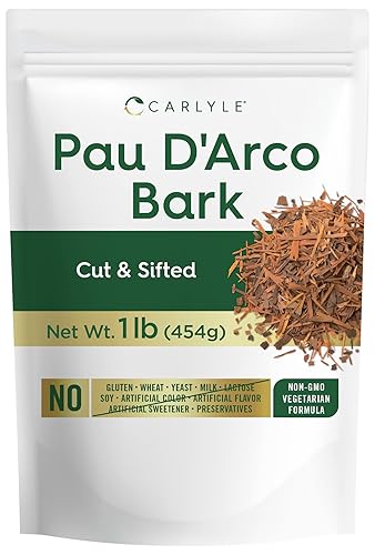 Carlyle PAU D'Arco Bark 1 lb Bag | Cut & Sifted | Vegetarian | Non-GMO, Gluten Free | Bulk Size