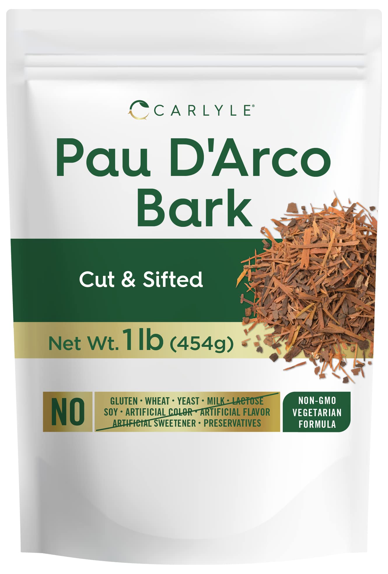 Carlyle PAU D'Arco Bark 1 lb Bag | Cut & Sifted | Vegetarian | Non-GMO, Gluten Free | Bulk Size