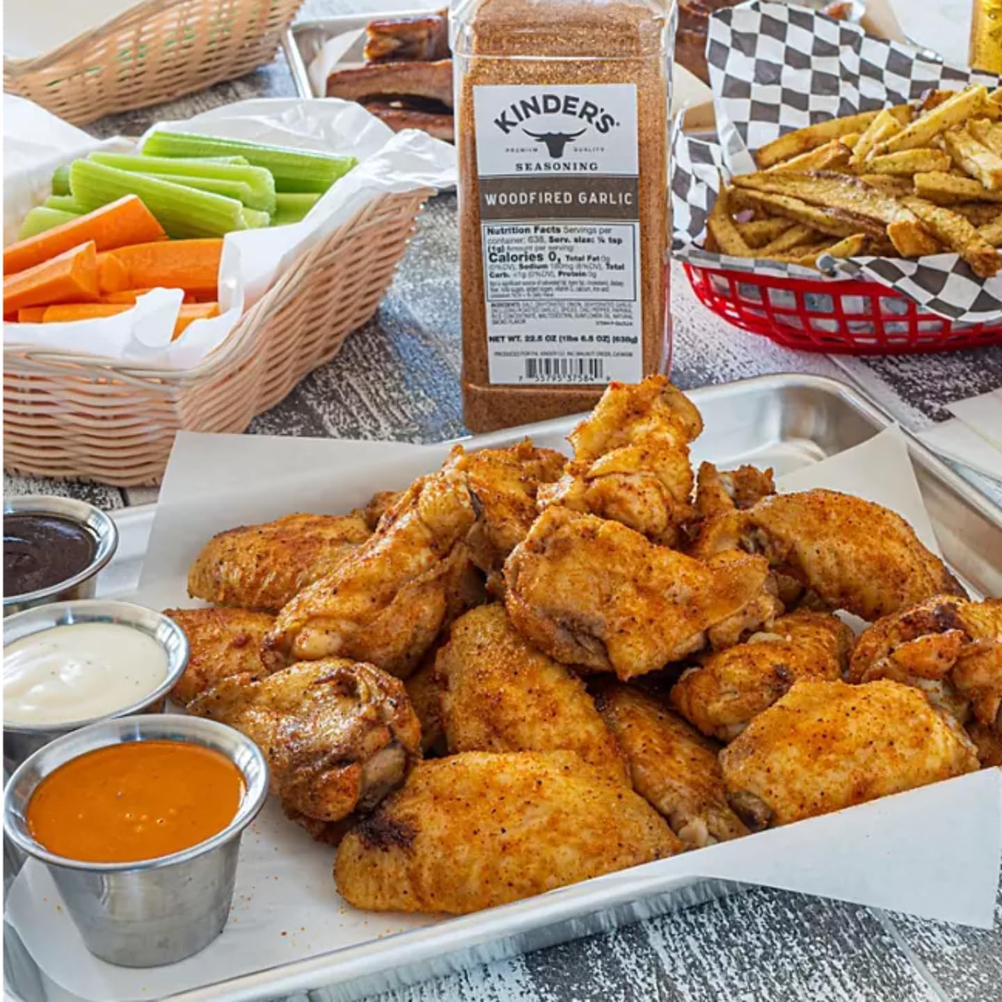 Kinder Woodfired Garlic Seasoning with Hardwood Smoked Flavor, 22.5 oz - Premium BBQ Rub & Grilling Spices for Steak, Chicken, Pork, and Vegetables