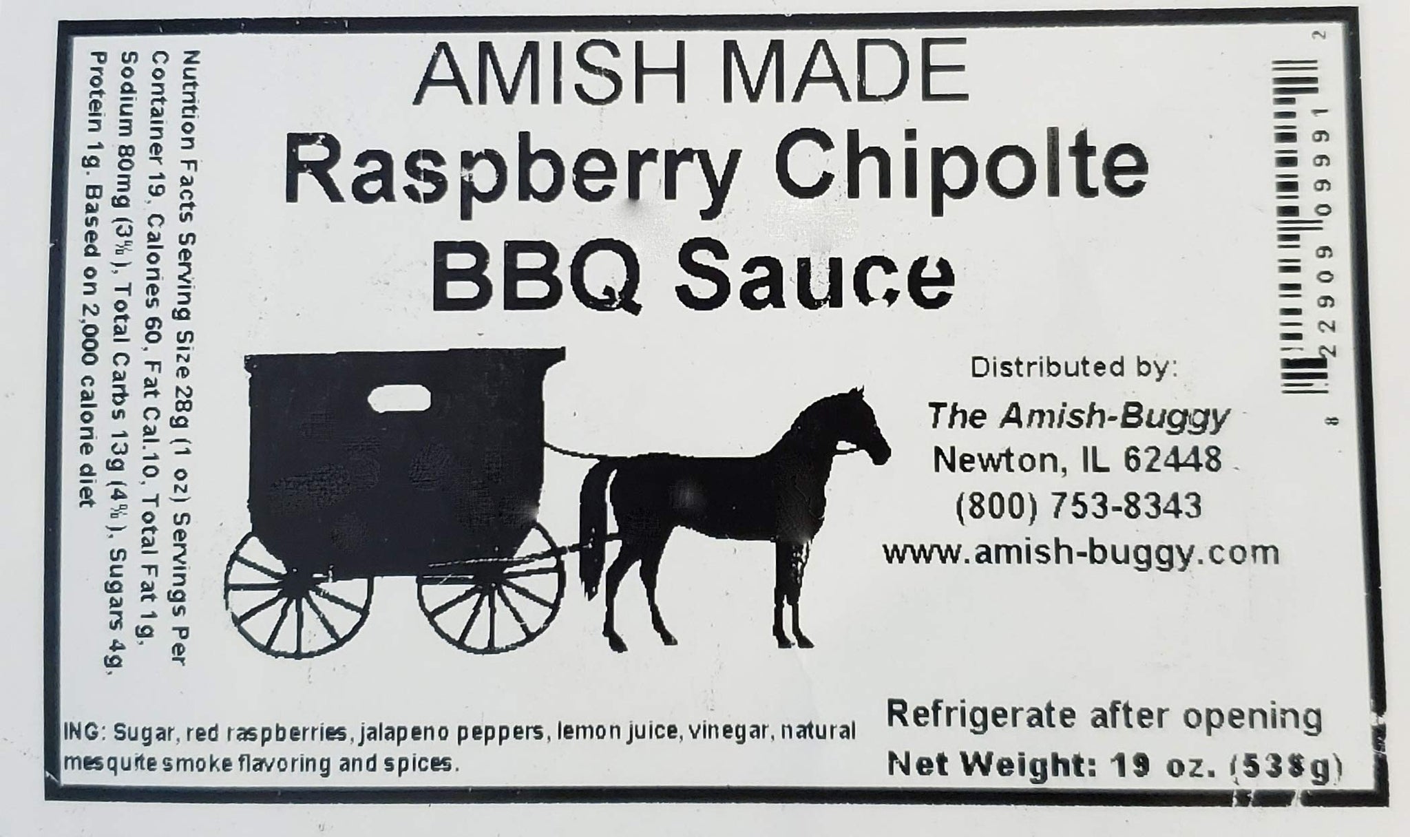Amish Made BBQ Sauce 16 oz. Jar 2pack (Raspberry Chiptole)