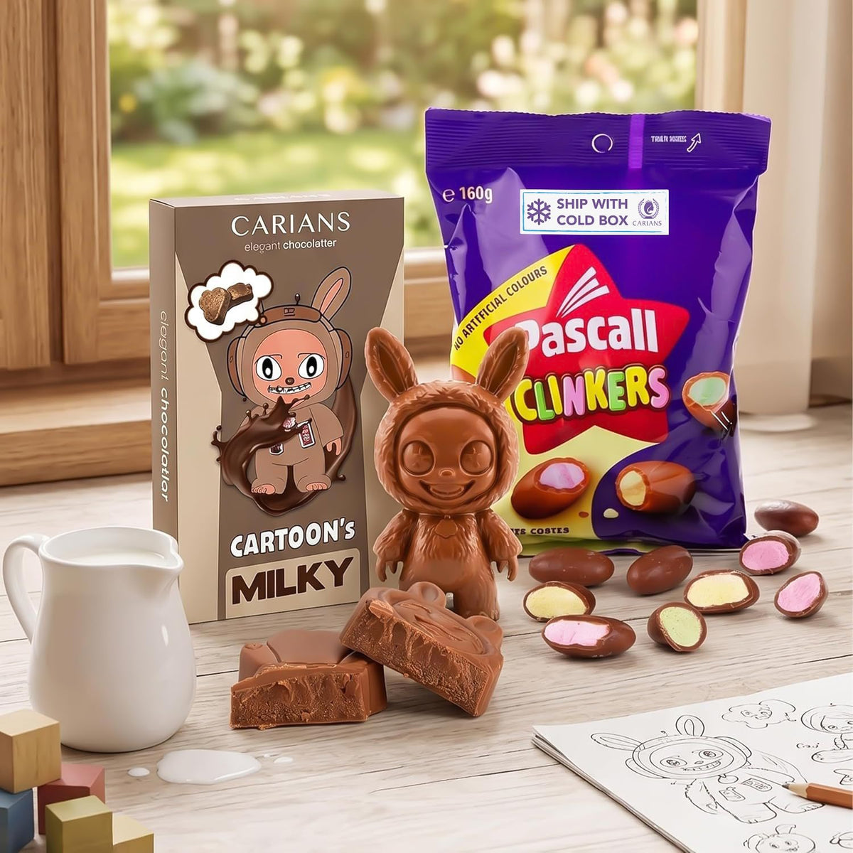 Carian’s Ultimate Chocolate Fun Bundle, Nutella Filled Cartoon Character Milky Bar, Colorful Crunchy Surprise Center Clinkers, Gourmet Sweet Treats