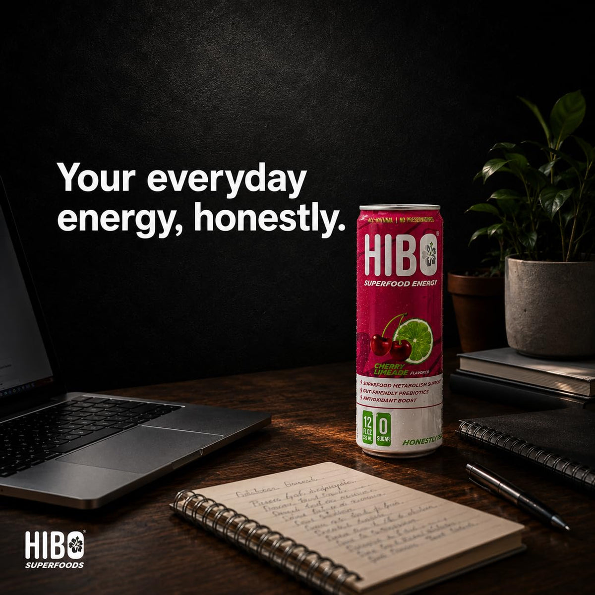 HIBO Superfood Energy Cherry Limeade, Sugar Free, 150mg Caffeine