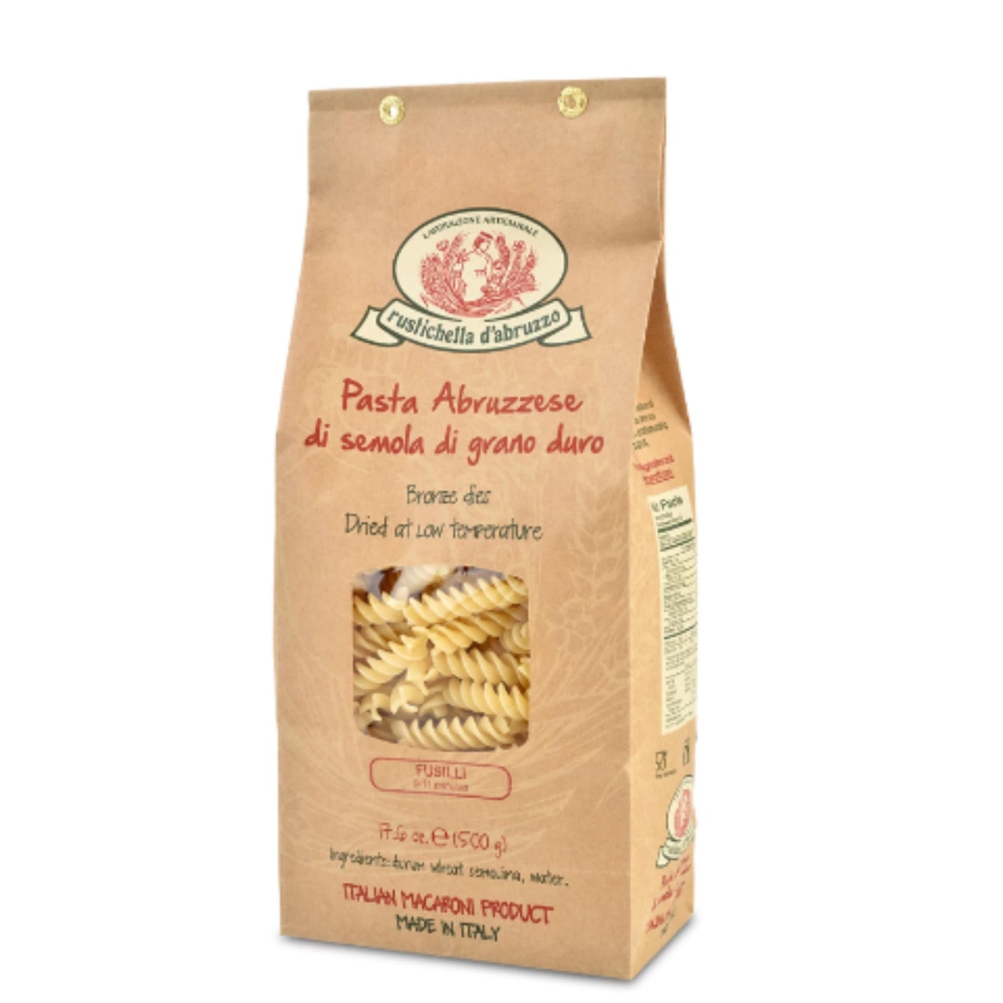 Rustichella d'Abruzzo Fusilli - 500g Classic Spiral Pasta - Made from Durum Wheat - Cooks in 9-11 Minutes - Perfect for Sauces, Salads, or Baked