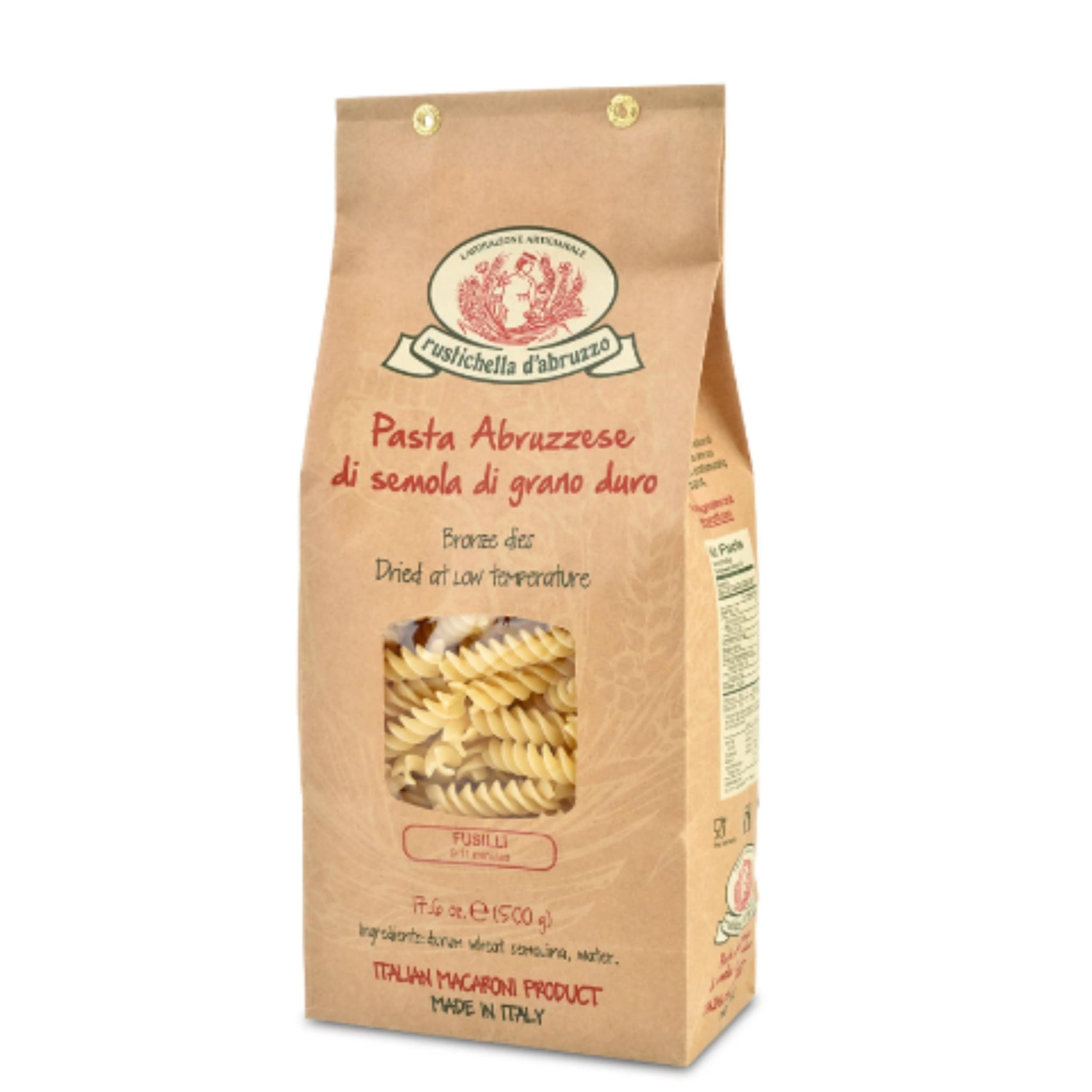 Rustichella d'Abruzzo Fusilli - 500g Classic Spiral Pasta - Made from Durum Wheat - Cooks in 9-11 Minutes - Perfect for Sauces, Salads, or Baked