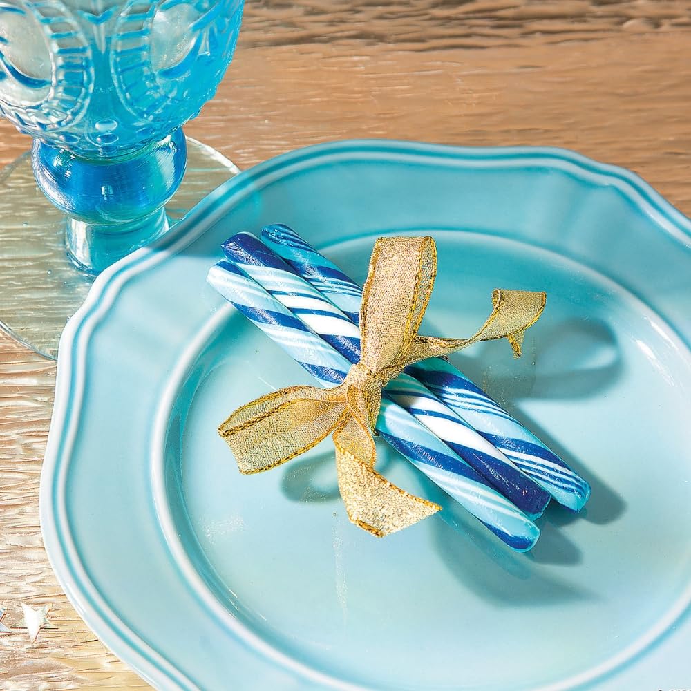 Fun Express Blue Candy Canes Bulk - 80 Individually Wrapped Blueberry Hard Candy Sticks for Weddings, Bridal and Bachelorette Parties, Baby Shower |