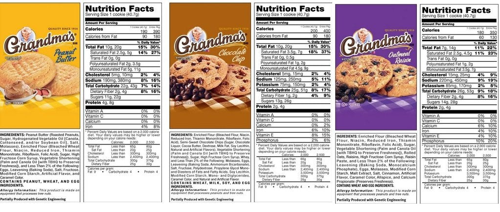 Grandma's Cookies 2.5 Oz Packages Bundle of 15 Pack in Three Flavors: 5 Each of Oatmeal Raisin, Peanut Butter, and Chocolate Chip