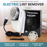 Power Corded Electric Fabric Shaver, No Battery, Pilling & Fuzz Remover for Clothes, Furniture, Couch, Sweaters - 6 Leaf Blades - Portable Defuzzer