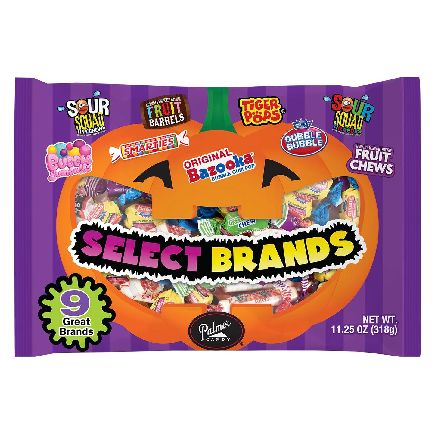 (1) 13 oz Bag Select Brands. Bag Mixed Candy ( Brands Include Charms Mini Pops, Dubble Bubble Gum, Jawbreakers, Tiger Pops, Smarties, Airheads