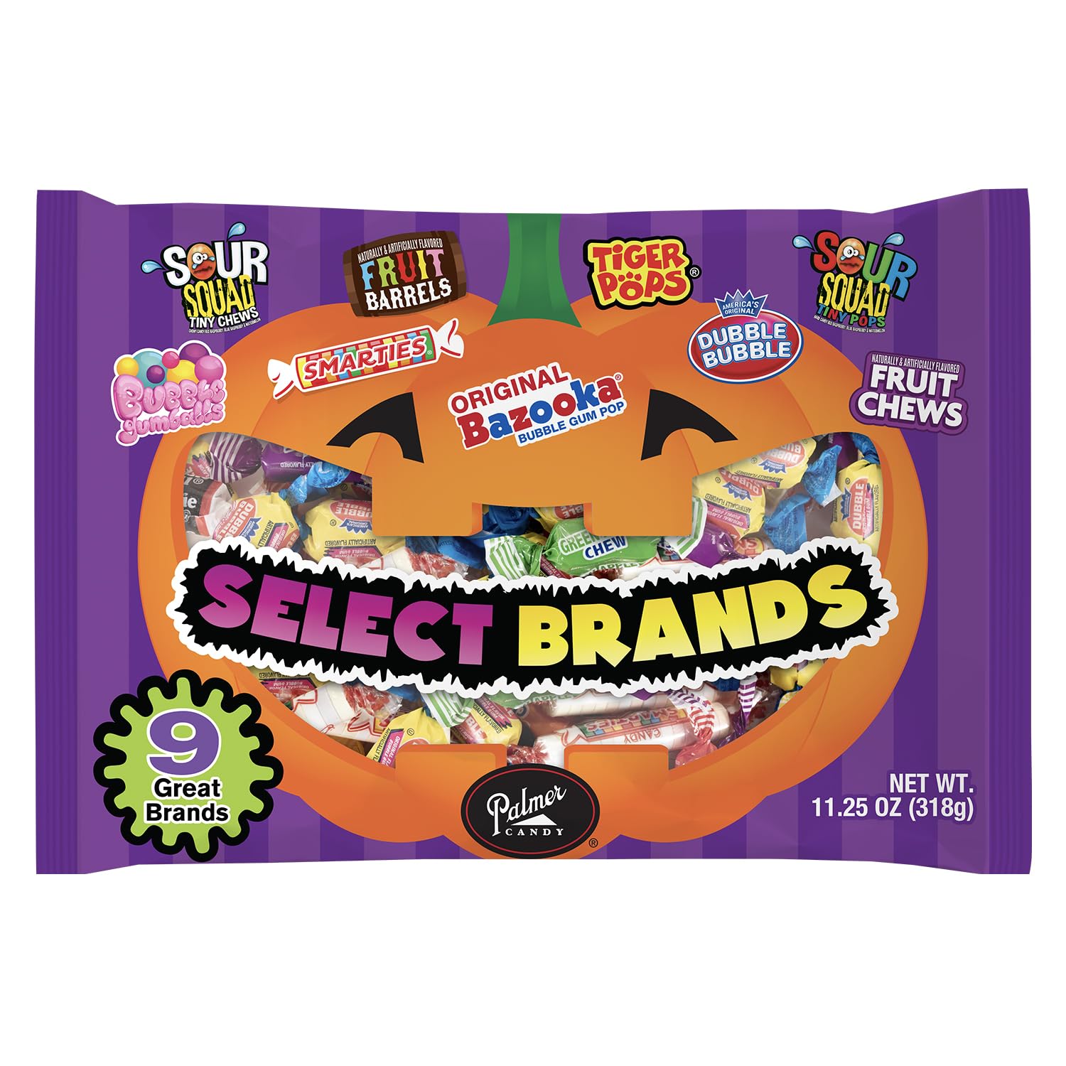 (1) 13 oz Bag Select Brands. Bag Mixed Candy ( Brands Include Charms Mini Pops, Dubble Bubble Gum, Jawbreakers, Tiger Pops, Smarties, Airheads