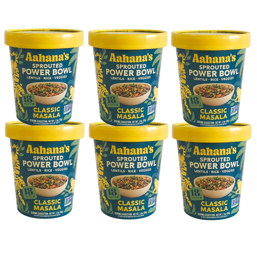 Aahana's Classic Masala Sprouted Power Bowl - Gluten Free Vegan, 6 Pack
