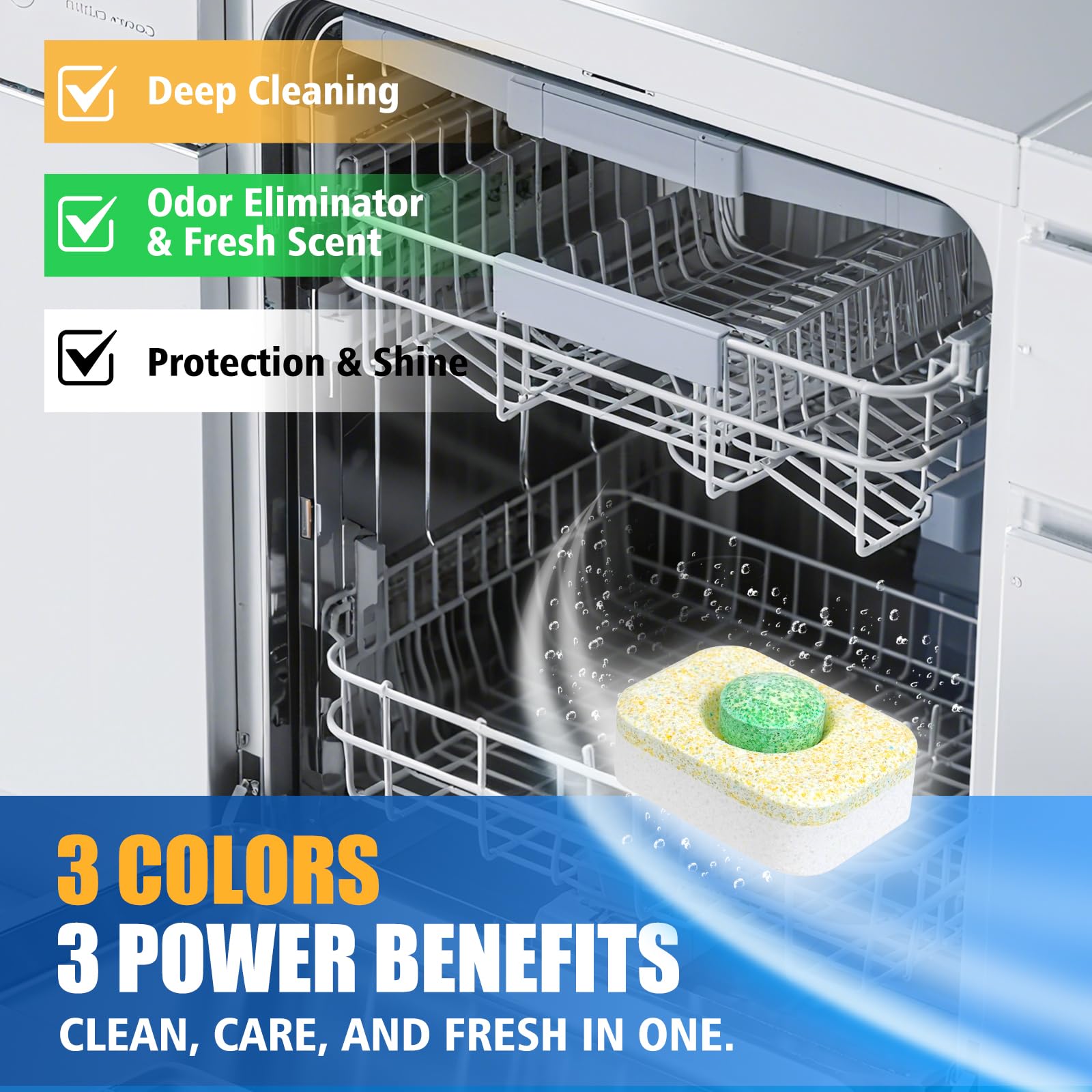 Dishwasher Cleaner Tablets - Dishwasher Cleaner And Deodorizer Tablets Lemon Scented, Heavy Duty Deep Clean Descaler Pods for Septic Safe, Prevents