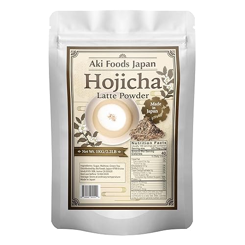Hojicha Latte Mix 2.2LB (1kg) by Aki Foods Japan - Premium Roasted Green Tea Latte Powder, Earthy & Smoky Flavor, Authentic Japanese Tea, Easy
