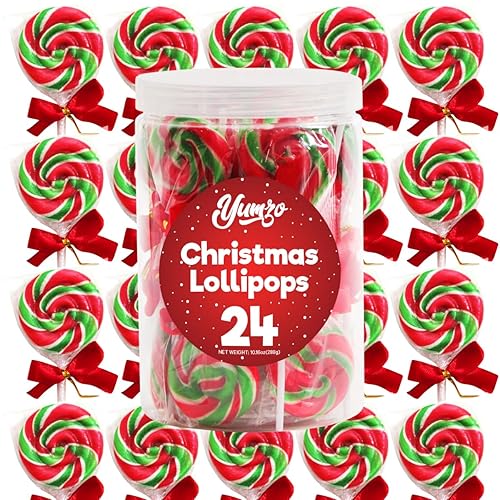 Christmas Swirl Lollipops, 24 Christmas Lollipops Individually Wrapped, Delicious Suckers Bulk For Festive Treats, Perfect christmas suckers for Gift