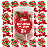 Christmas Swirl Lollipops, 24 Christmas Lollipops Individually Wrapped, Delicious Suckers Bulk For Festive Treats, Perfect christmas suckers for Gift